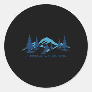 Chewelah Washington Ski Resort Skiing Skier Classic Round Sticker