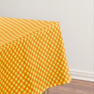 CHEX 3-ORANGE-YELLOW-COTTON TABLECLOTH 60x84in