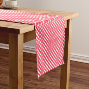 CHEX 7-WATERMELON RED-COTTON TABLE RUNNER-14x72in Short Table Runner
