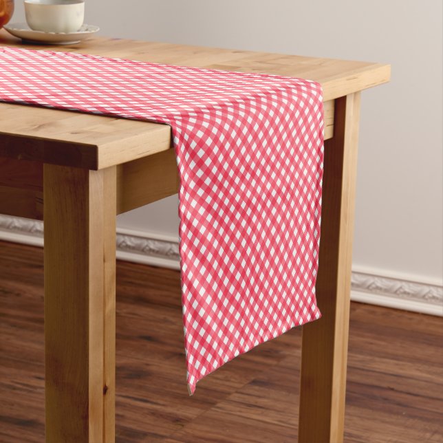 CHEX 7-WATERMELON RED-COTTON TABLE RUNNER-14x72in Short Table Runner (In Situ)