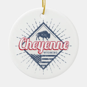 Cheyenne City Wyoming United States Vintage USA Ceramic Tree Decoration