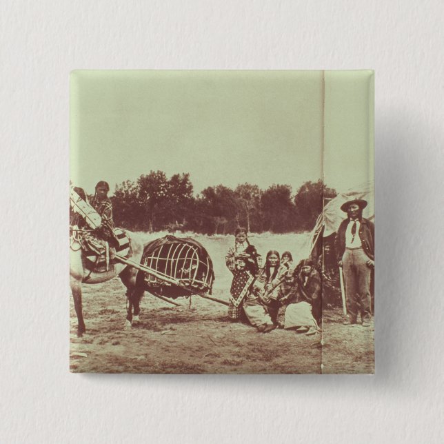 Cheyenne Indians on the Move, 1878 (b/w photo) 15 Cm Square Badge (Front)