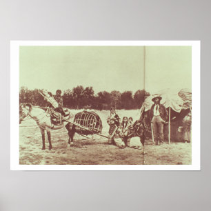 Cheyenne Indians on the Move, 1878 (b/w photo) Poster