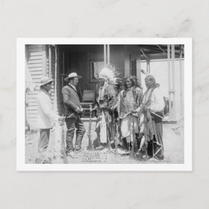 Cheyenne Men Converse with White Postcard