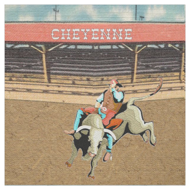 Cheyenne Rodeo Cowboy Bull Riding Fabric (Swatch)