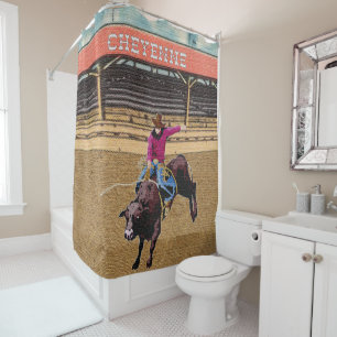 Cheyenne Rodeo Cowboy Bull Riding Shower Curtain
