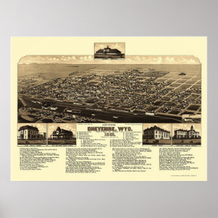 Cheyenne, WY Panoramic Map - 1882 Poster