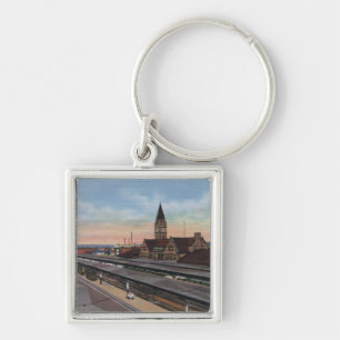 Cheyenne, WY - Union Pacific Railroad Station Key Ring