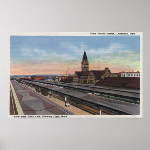 Cheyenne, WY - Union Pacific Railroad Station Poster