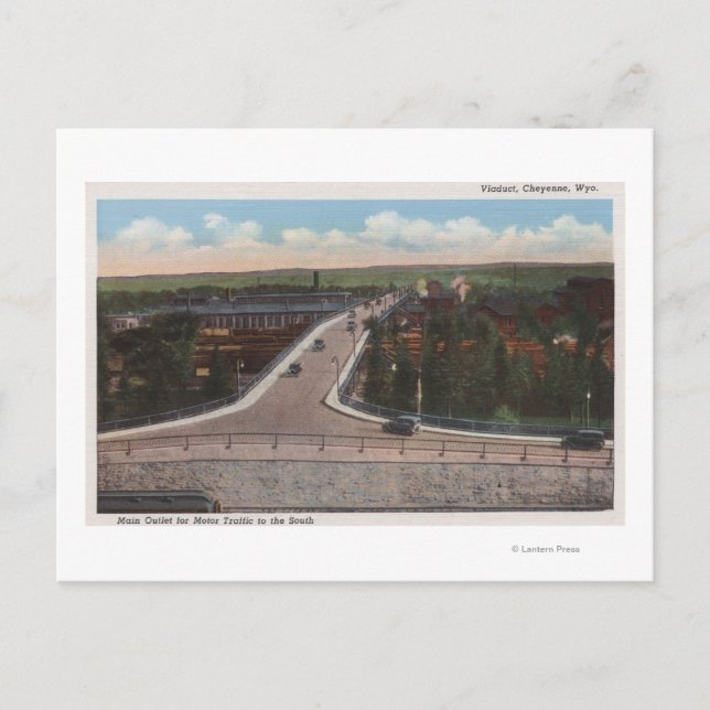 Cheyenne, WY - Viaduct & Main Outlet for Motor Postcard (Front)