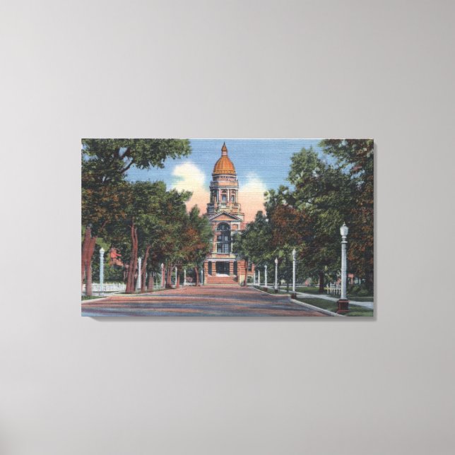 Cheyenne, WY - View of State Capitol and Drivewa Canvas Print (Front)