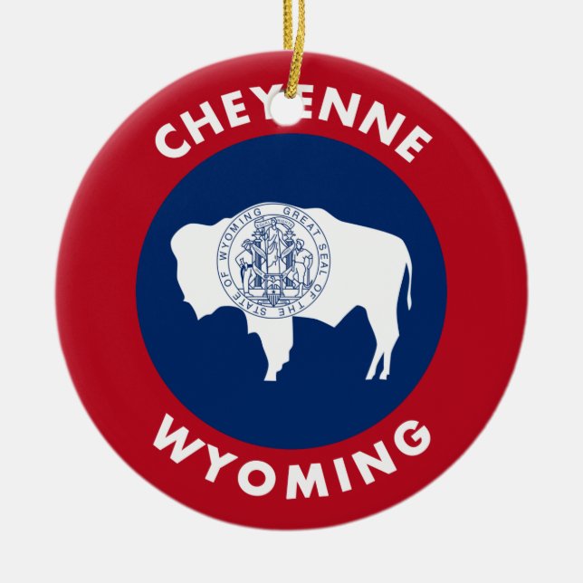 Cheyenne Wyoming Ceramic Tree Decoration (Front)