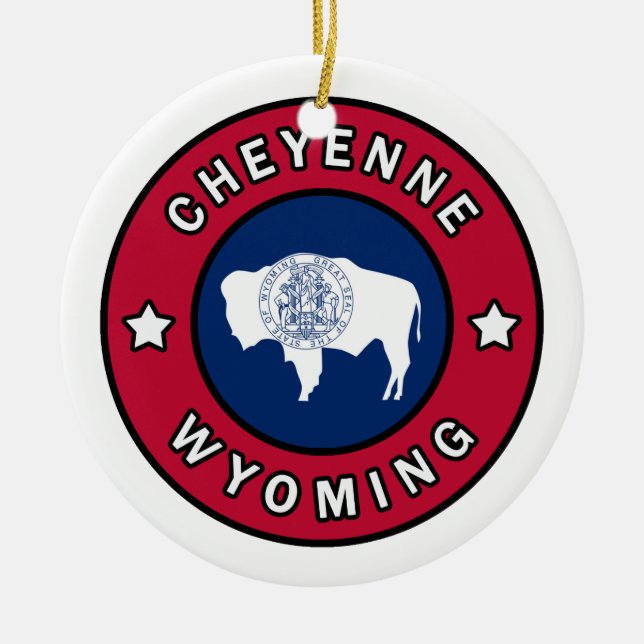 Cheyenne Wyoming Ceramic Tree Decoration (Front)