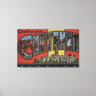 Cheyenne, Wyoming - Large Letter Scenes Canvas Print