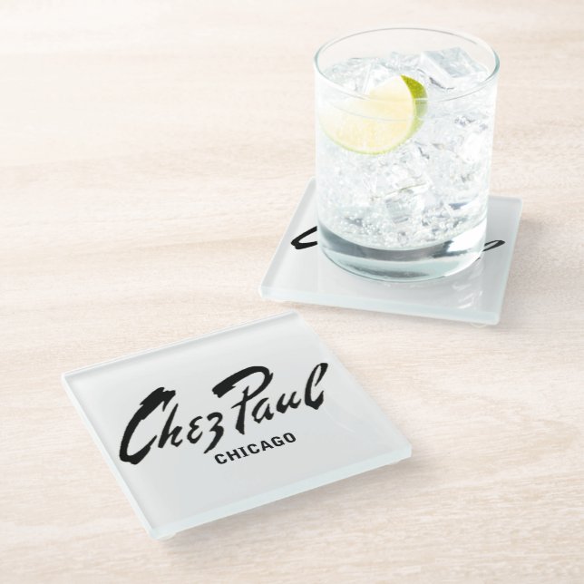 Chez Paul French Restaurant, Chicago Glass Coaster (Angled)