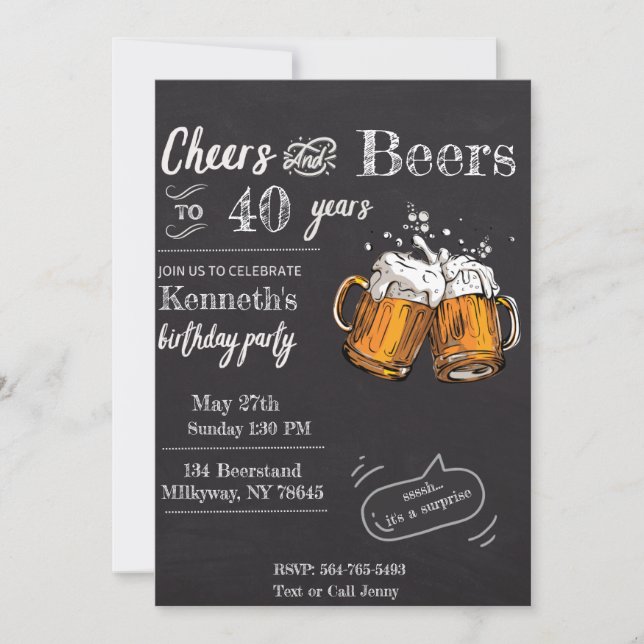 Chheers and Beers 60 40th 50th 30th 21st  Invitation (Front)
