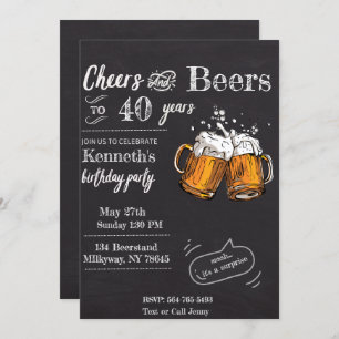 Chheers and Beers 60 40th 50th 30th 21st Invitation
