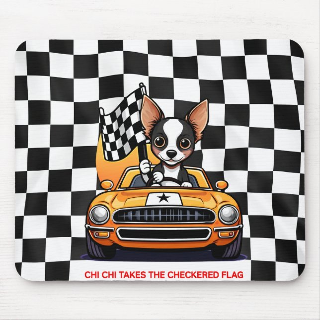 Chi Chi Takes The Chequered Flag Mouse Mat (Front)
