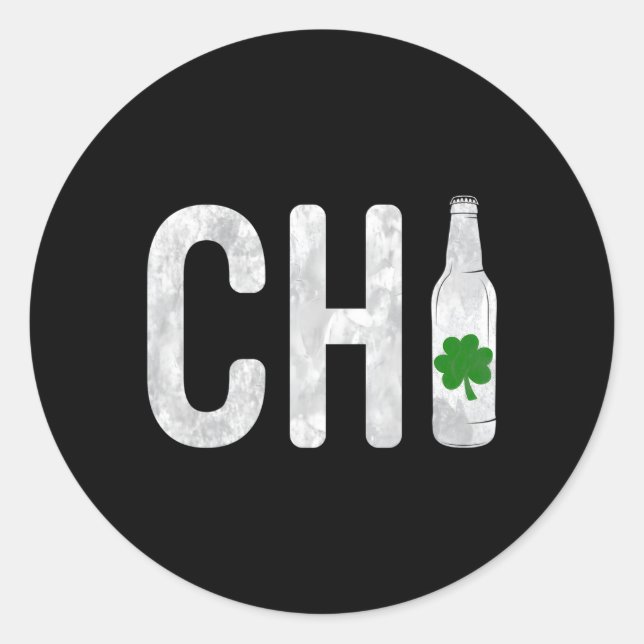 Chi Chicago Beer Bottle Irish St Patricks Day Classic Round Sticker (Front)
