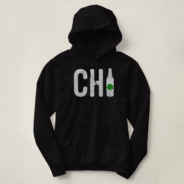 CHI Chicago Beer Bottle Irish St Patricks Day Swea Hoodie (Design Front)