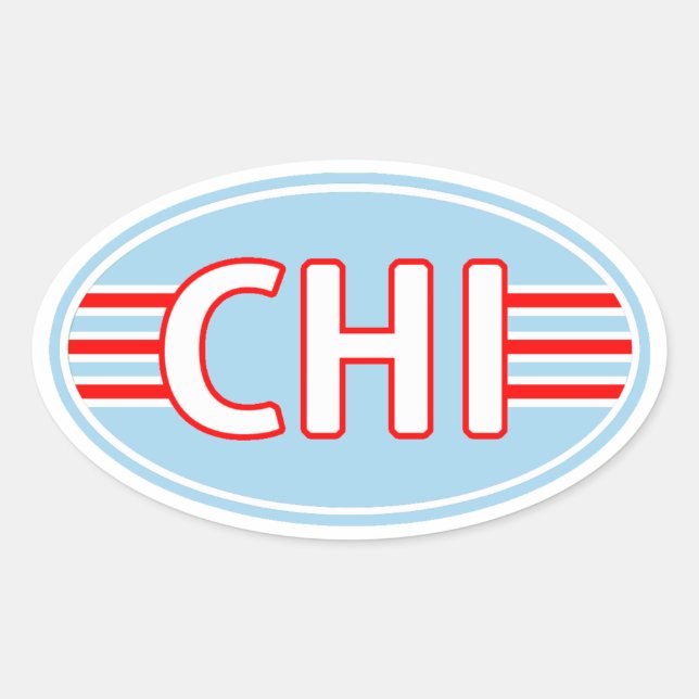CHI Chicago Flag Colours Oval Sticker (Front)