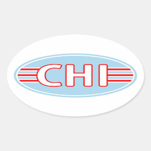 CHI Chicago Flag Colours Oval Sticker