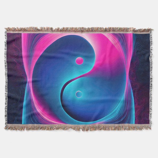 Chi Fusion: Vibrant Yin Yang Energies Throw Blanket (Front)