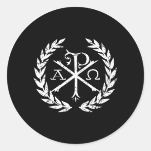 Chi Rho Alpha Omega Christian Faith Symbol Classic Round Sticker