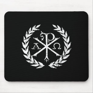 Chi Rho Alpha Omega Christian Faith Symbol Mouse Mat