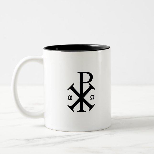 Chi Rho Christian Symbol Two-Tone Coffee Mug (Left)