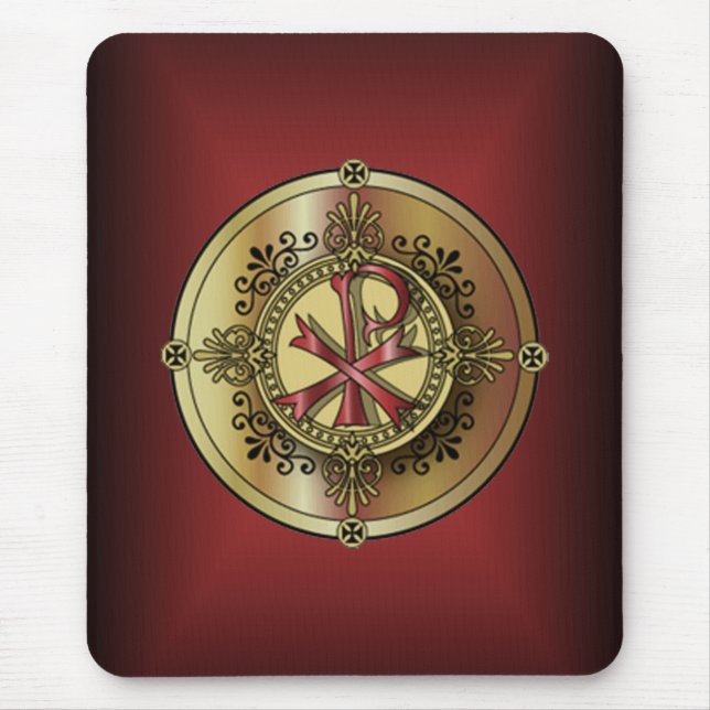 Chi-Rho Monogram ~ Christian Symbol P & X Mouse Mat (Front)