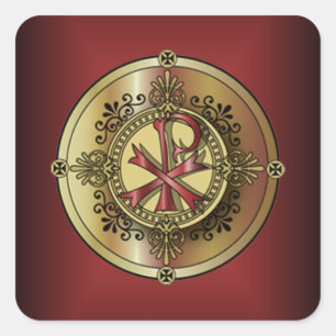Chi-Rho Monogram ~ Christian Symbol P & X Square Sticker