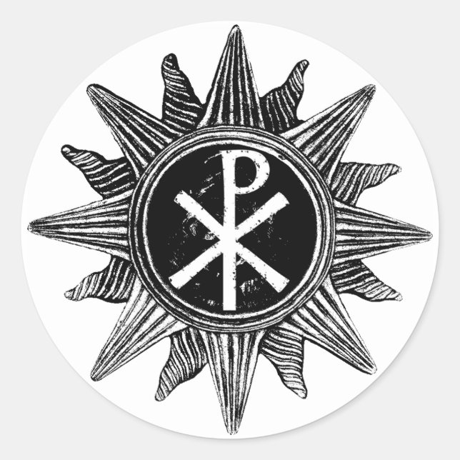 Chi Rho Sun sticker sheet - 1.5" matte (20) (Front)