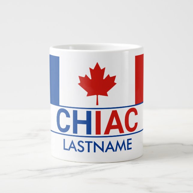 Chiac Acadian Canadian Flag Last Name Large Coffee Mug (Front)