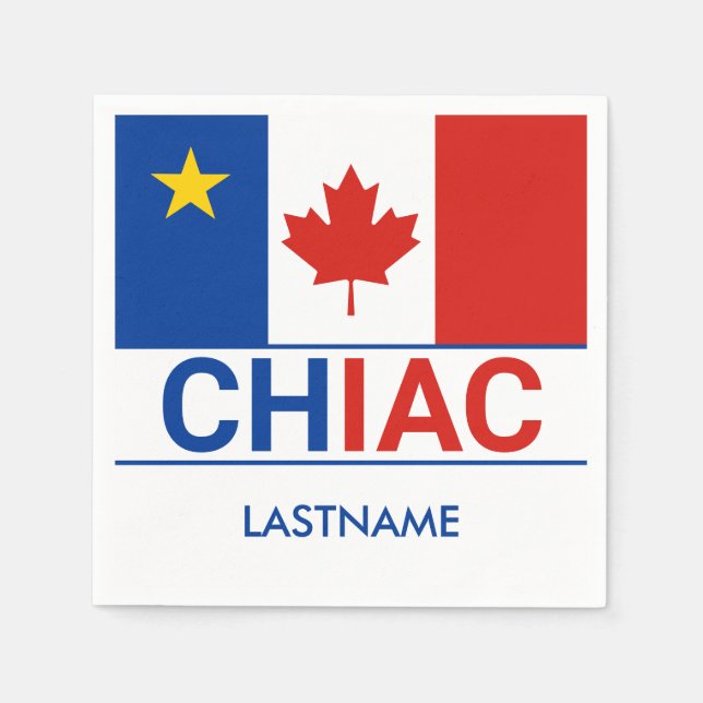 Chiac Acadian Canadian Flag Last Name Napkin (Front)