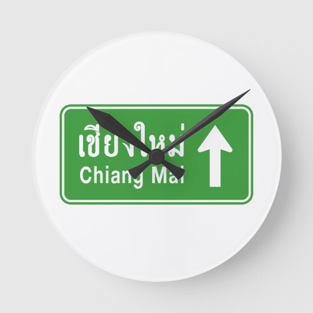 Chiang Mai Ahead ⚠ Thai Highway Traffic Sign ⚠ Round Clock (Front)