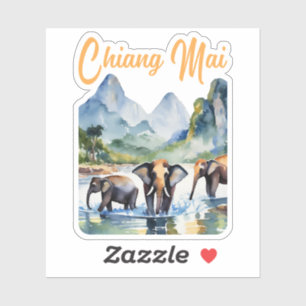 Chiang Mai Elephants Watercolor