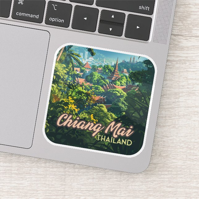 Chiang Mai Thailand Asia Temples Mountains Vintage (Detail)