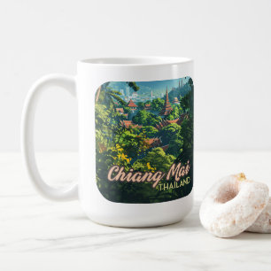 Chiang Mai Thailand Asia Temples Mountains Vintage Coffee Mug
