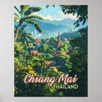 Chiang Mai Thailand Asia Temples Mountains Vintage