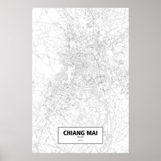 Chiang Mai, Thailand (black on white) Poster
