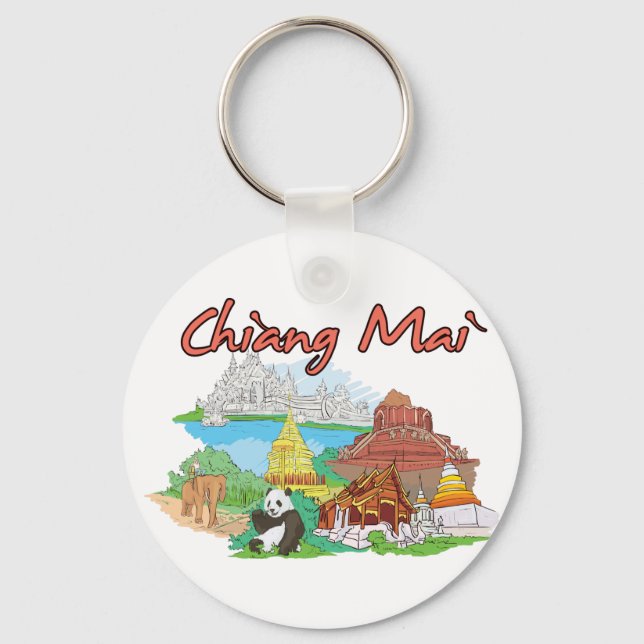 Chiang Mai, Thailand Famous City Key Ring (Front)