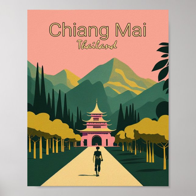 Chiang Mai Thailand Minimalist Travel Poste Poster (Front)