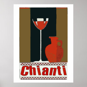 Chianti Wine and red bottle Poster