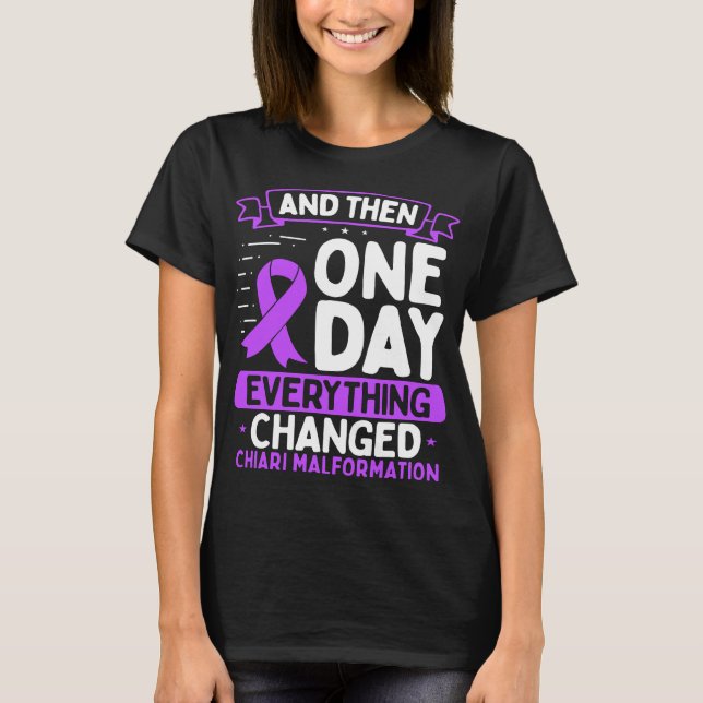 Chiari Malformation Awarenes Warrior Chiari Ribbon T-Shirt (Front)