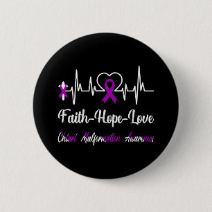 Chiari Malformation Awareness Heartbeat Christian 6 Cm Round Badge