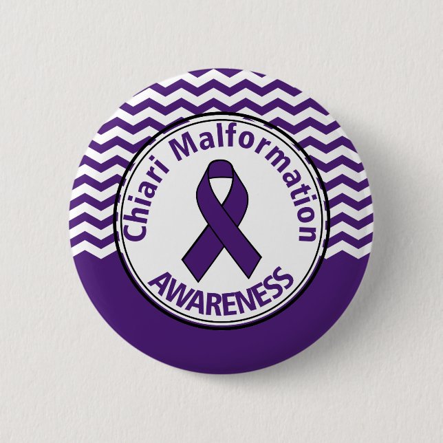 Chiari Malformation Purple Awareness Ribbon Button (Front)