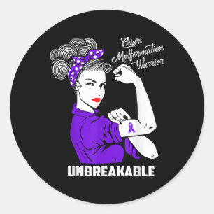 Chiari Malformation Warrior Unbreakable Shirt Awar Classic Round Sticker