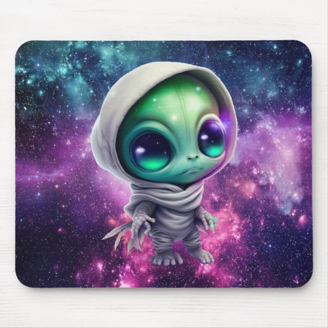 Chibi Alien in Hoodie Mouse Mat (Front)