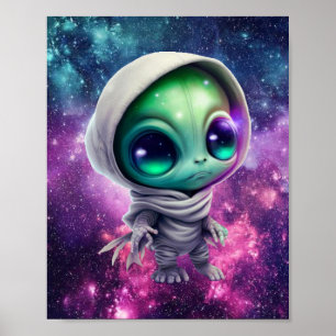 Chibi Alien in Hoodie Poster